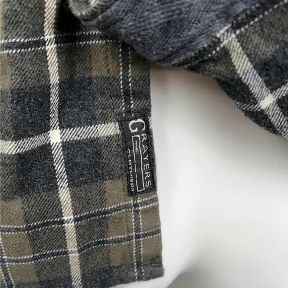 GRAYERS Long-Sleeve Button-Up Flannel (Brown, White, Black | Large) - Picture 8 of 9